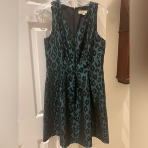 Emerald and black cheetah print LOFT dress size 4